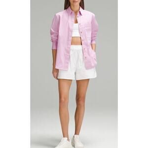 NWT, Lululemon Pink Poplin Button Down Shirt Women’s Sz L